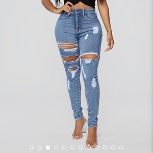 Fashion Nova high rise distressed jeans